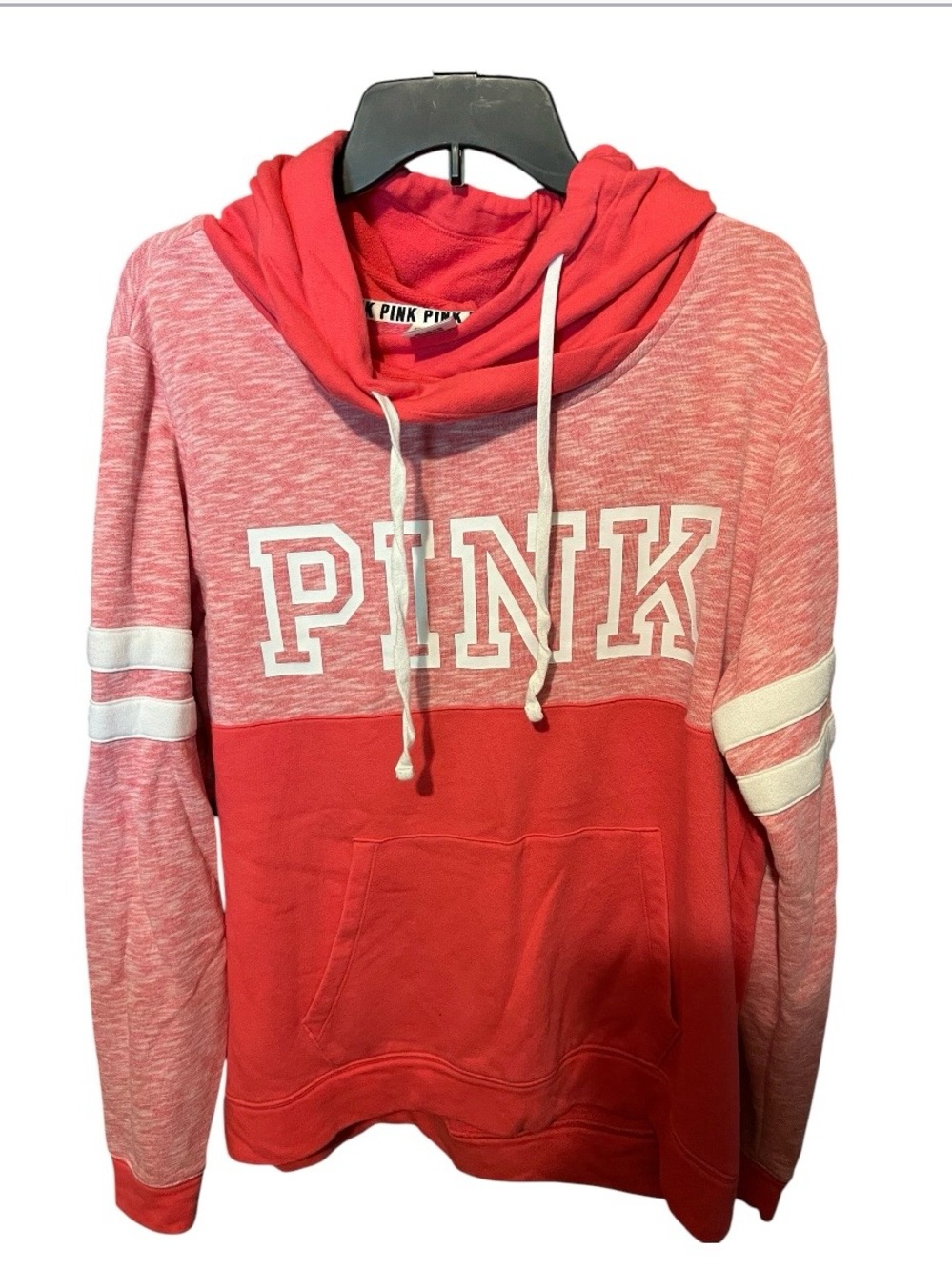 PINK Victoria's Secret Women's Two-Tone Pullover Hoodie Sweater